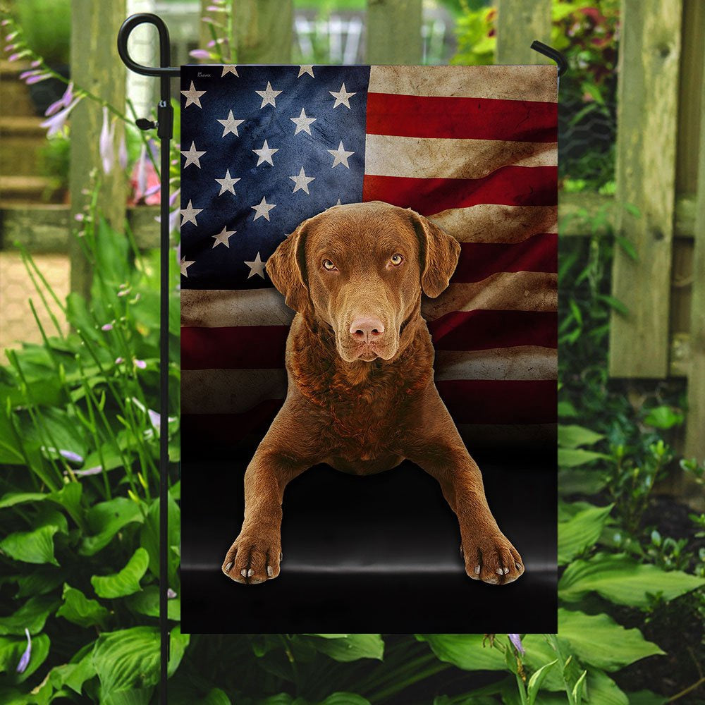Dog Garden Flags, Chesapeake Bay Retriever Dog American Flag, Dog Flags For House, Dog Owner Gift