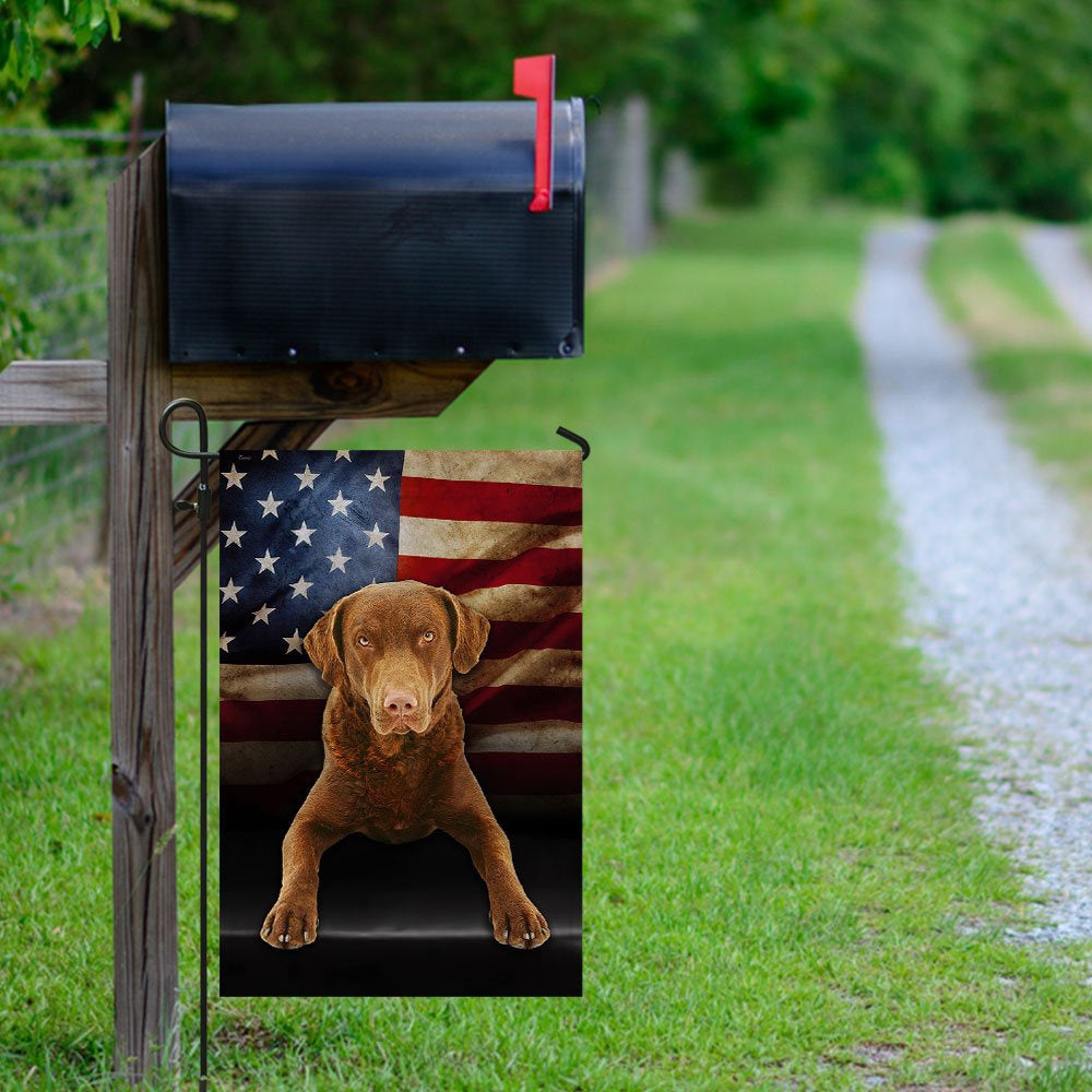 Dog Garden Flags, Chesapeake Bay Retriever Dog American Flag, Dog Flags For House, Dog Owner Gift