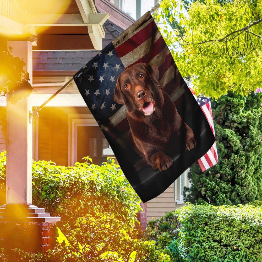 Dog Garden Flags, Chocolate Labrador American Flag, Dog Flags For House, Dog Owner Gift