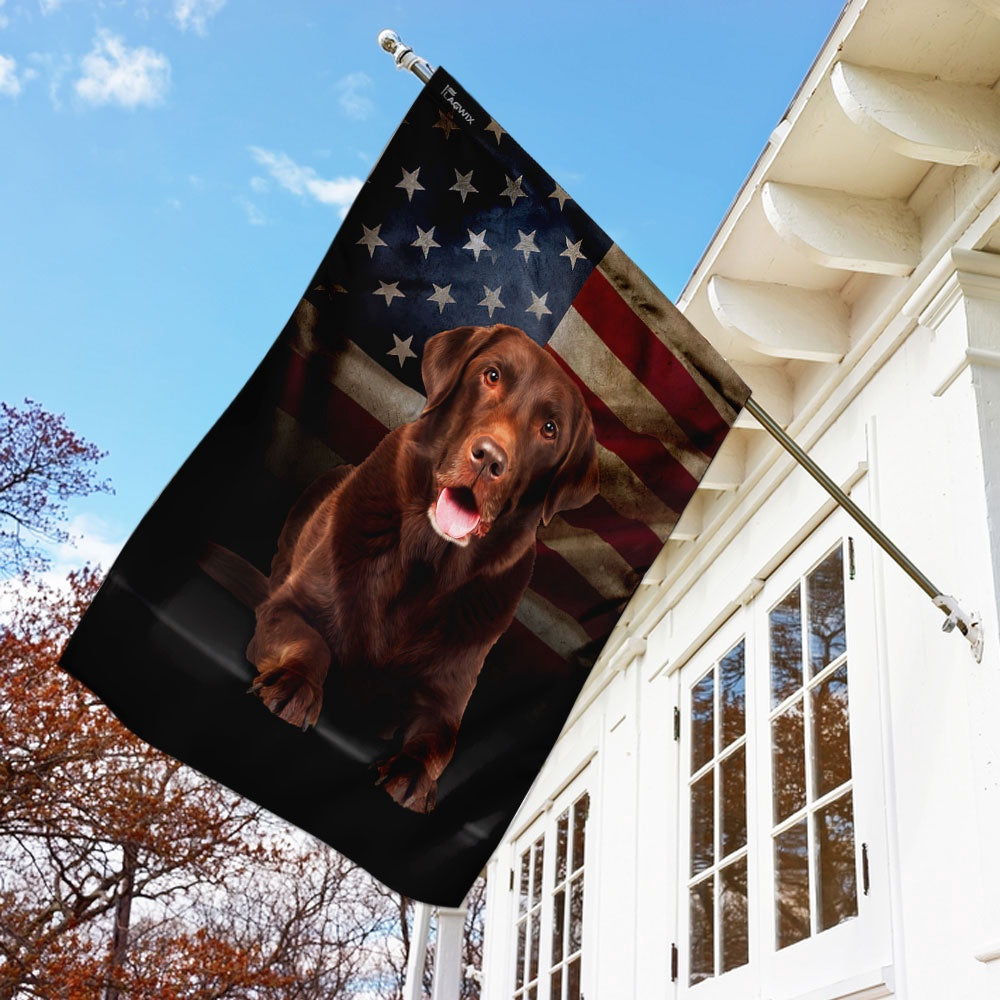 Dog Garden Flags, Chocolate Labrador American Flag, Dog Flags For House, Dog Owner Gift