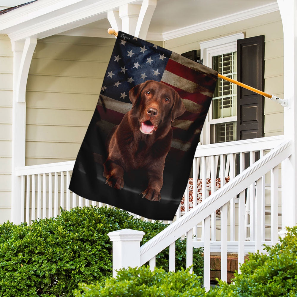 Dog Garden Flags, Chocolate Labrador American Flag, Dog Flags For House, Dog Owner Gift