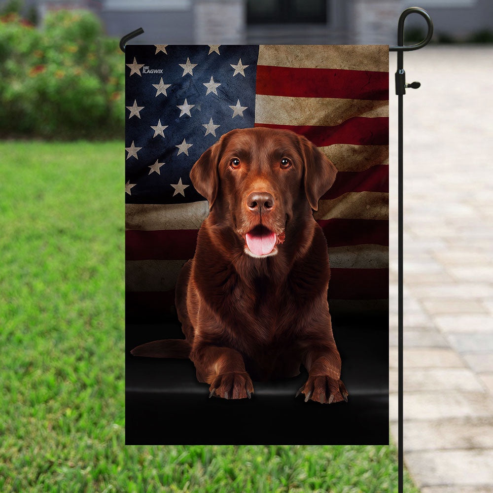 Dog Garden Flags, Chocolate Labrador American Flag, Dog Flags For House, Dog Owner Gift