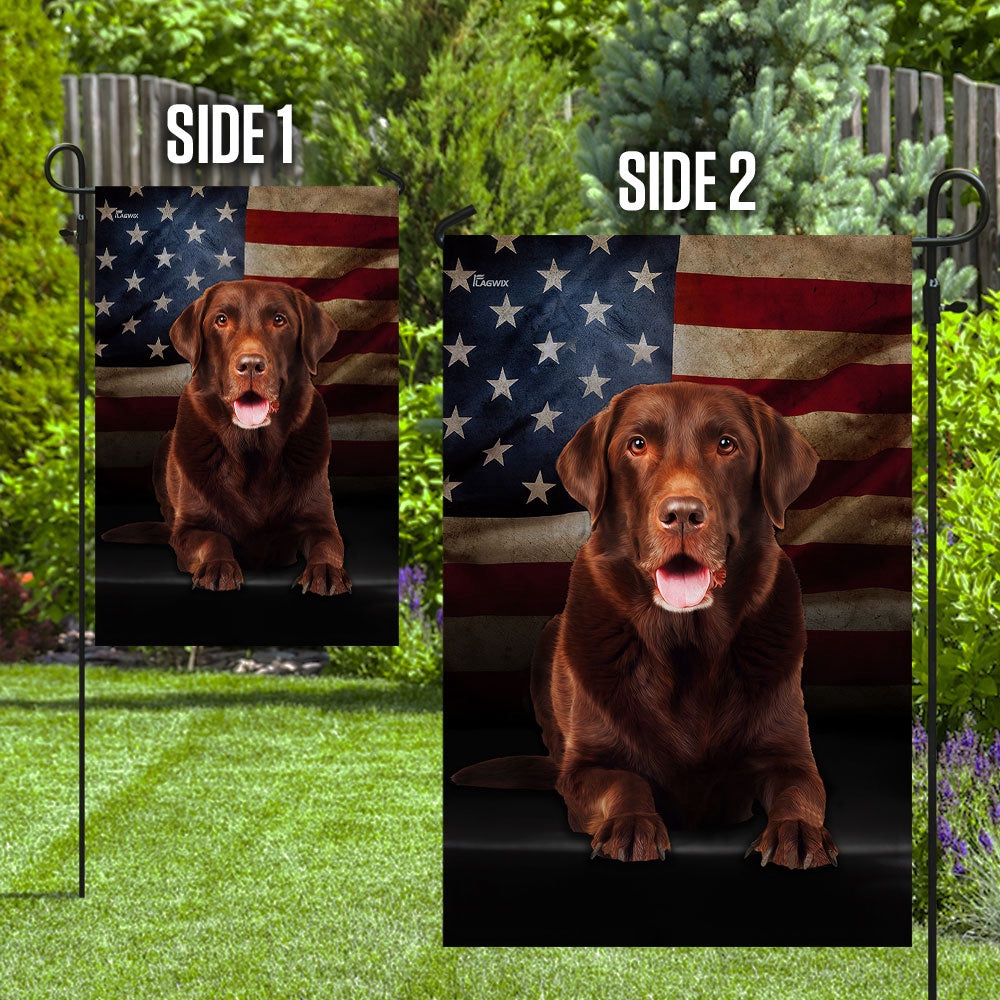 Dog Garden Flags, Chocolate Labrador American Flag, Dog Flags For House, Dog Owner Gift