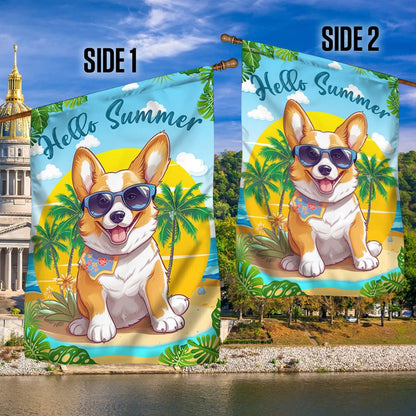 Dog Garden Flags, Corgi Dog Hello Summer Flag, Dog Flags For House, Dog Owner Gift
