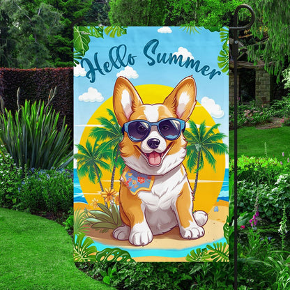 Dog Garden Flags, Corgi Dog Hello Summer Flag, Dog Flags For House, Dog Owner Gift