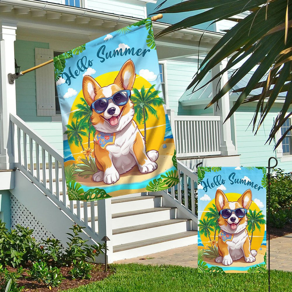 Dog Garden Flags, Corgi Dog Hello Summer Flag, Dog Flags For House, Dog Owner Gift