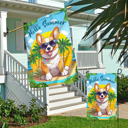 Dog Garden Flags, Corgi Dog Hello Summer Flag, Dog Flags For House, Dog Owner Gift