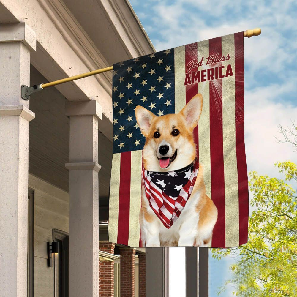 Dog Garden Flags, Corgi God Bless House Flag, Dog Flags For House, Dog Owner Gift