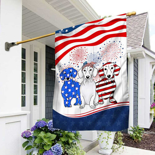 Dog Garden Flags, Dachshund American Flag, Decorative Flag With Dog Dachshund, Dog Flags For House, Dog Owner Gift