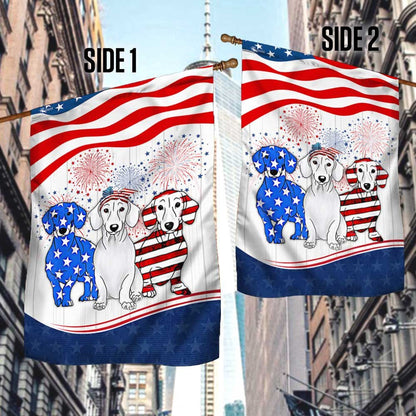 Dog Garden Flags, Dachshund American Flag, Decorative Flag With Dog Dachshund, Dog Flags For House, Dog Owner Gift