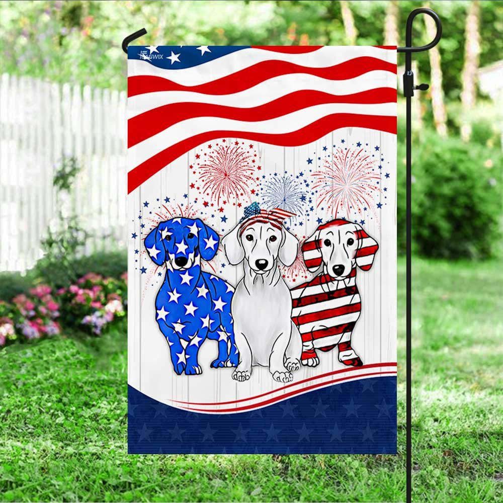 Dog Garden Flags, Dachshund American Flag, Decorative Flag With Dog Dachshund, Dog Flags For House, Dog Owner Gift