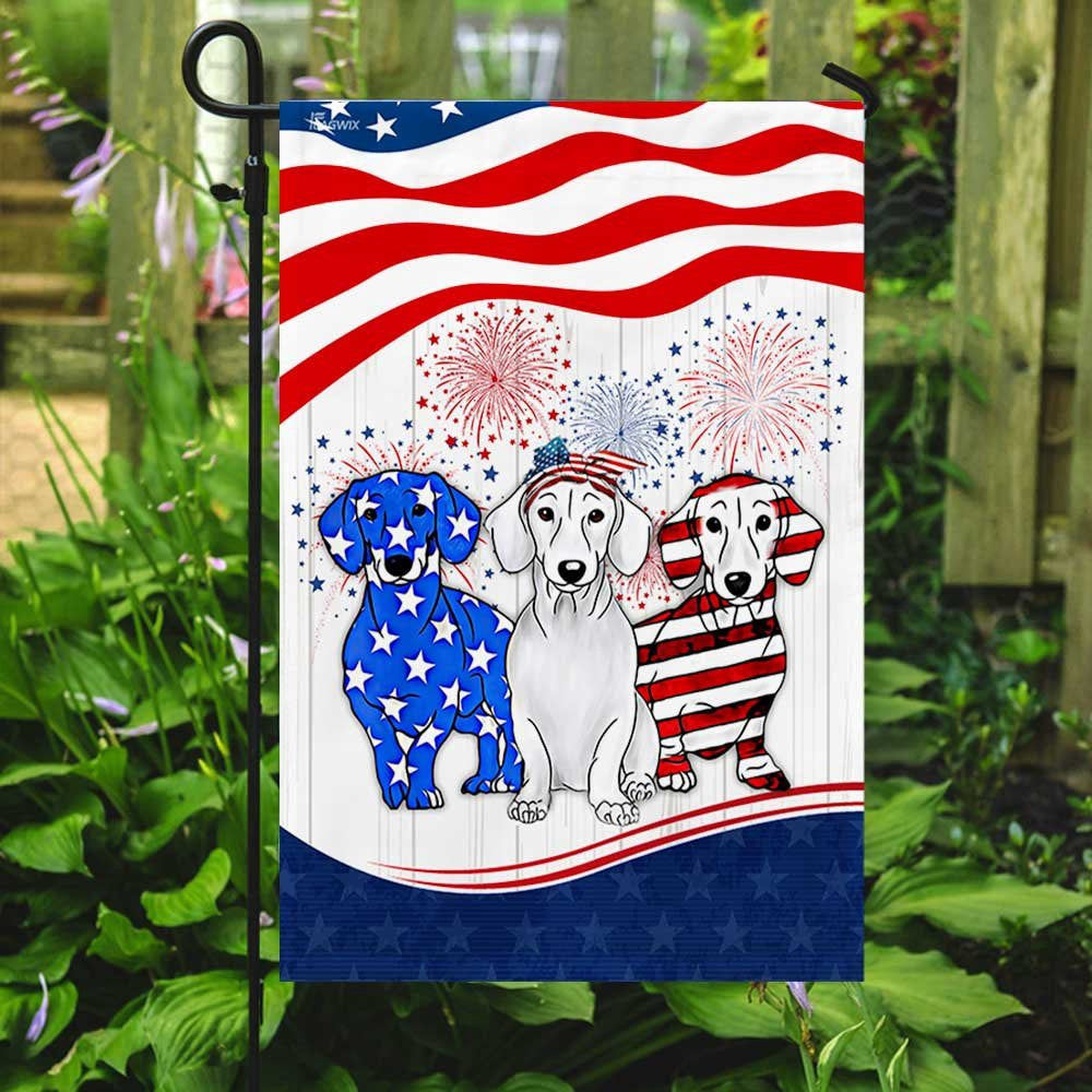 Dog Garden Flags, Dachshund American Flag, Decorative Flag With Dog Dachshund, Dog Flags For House, Dog Owner Gift