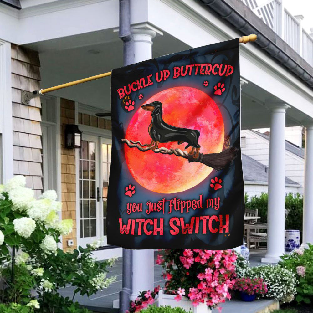 Dog Garden Flags, Dachshund Buckle Up Buttercup Flag, Dog Flags For House, Dog Owner Gift