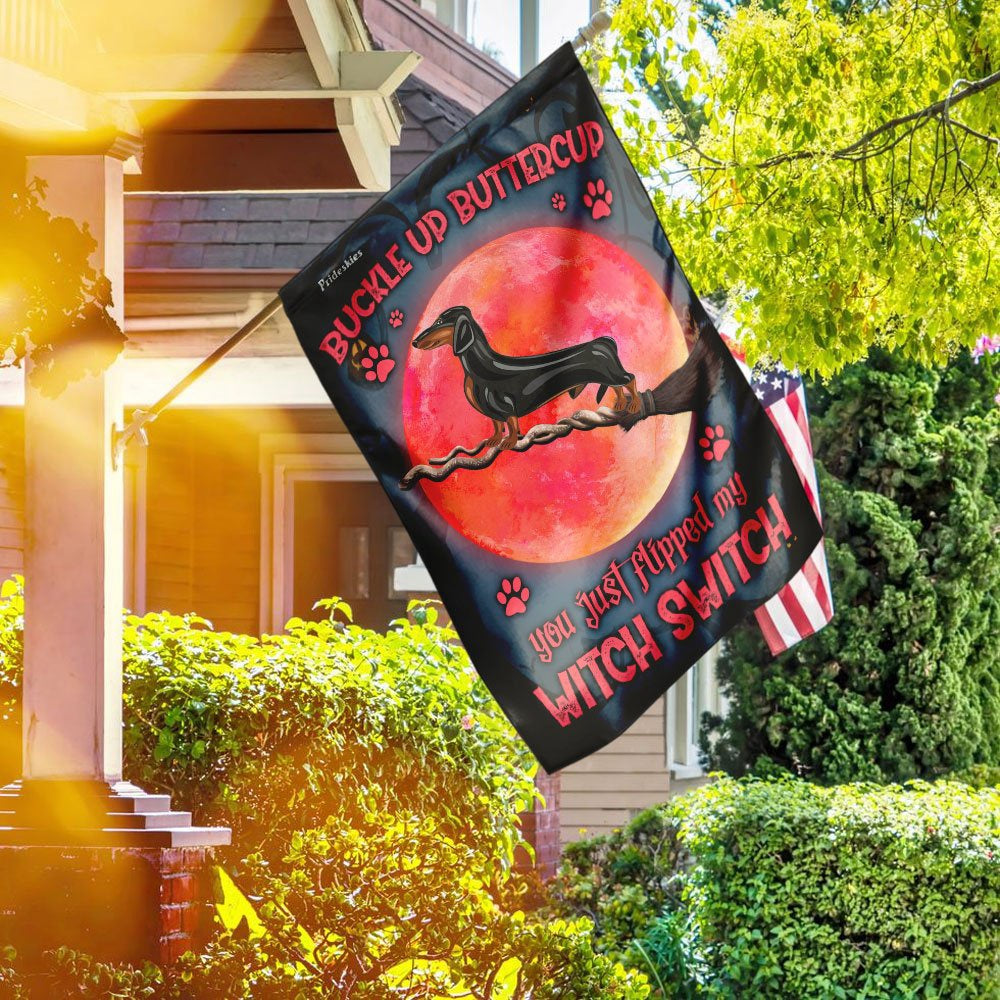 Dog Garden Flags, Dachshund Buckle Up Buttercup Flag, Dog Flags For House, Dog Owner Gift