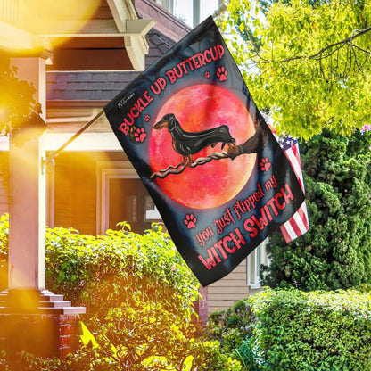 Dog Garden Flags, Dachshund Buckle Up Buttercup Flag, Dog Flags For House, Dog Owner Gift