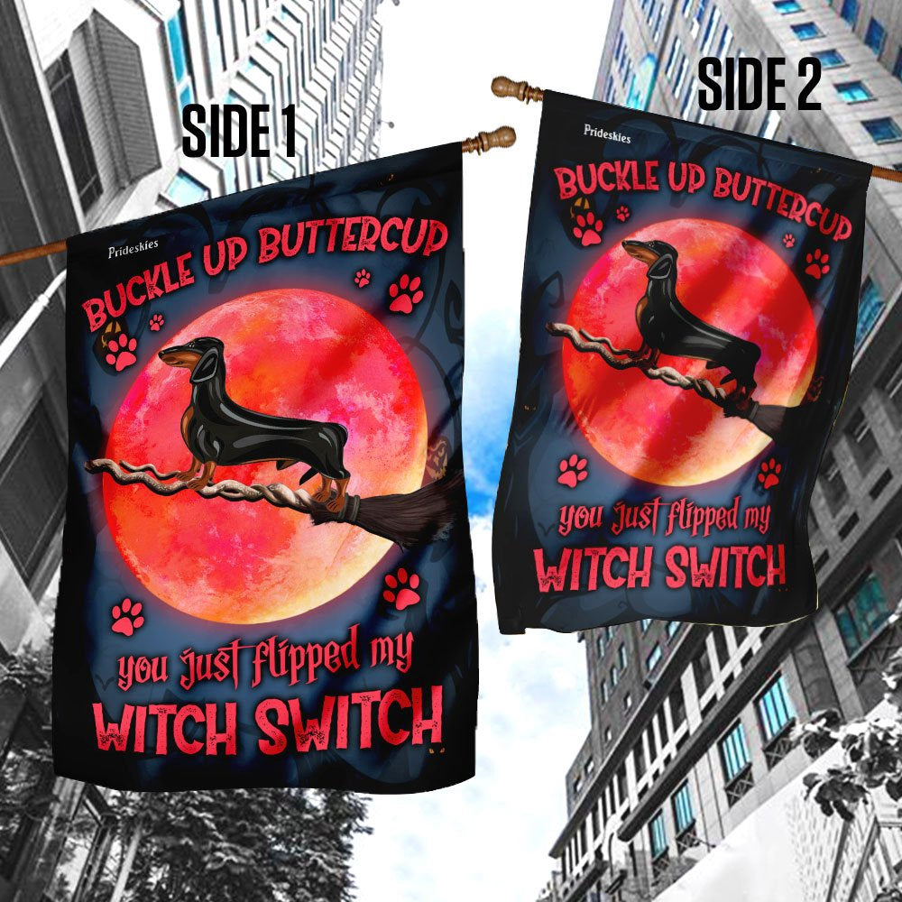 Dog Garden Flags, Dachshund Buckle Up Buttercup Flag, Dog Flags For House, Dog Owner Gift