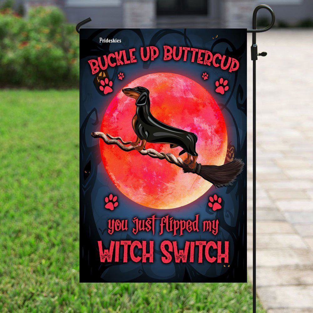 Dog Garden Flags, Dachshund Buckle Up Buttercup Flag, Dog Flags For House, Dog Owner Gift