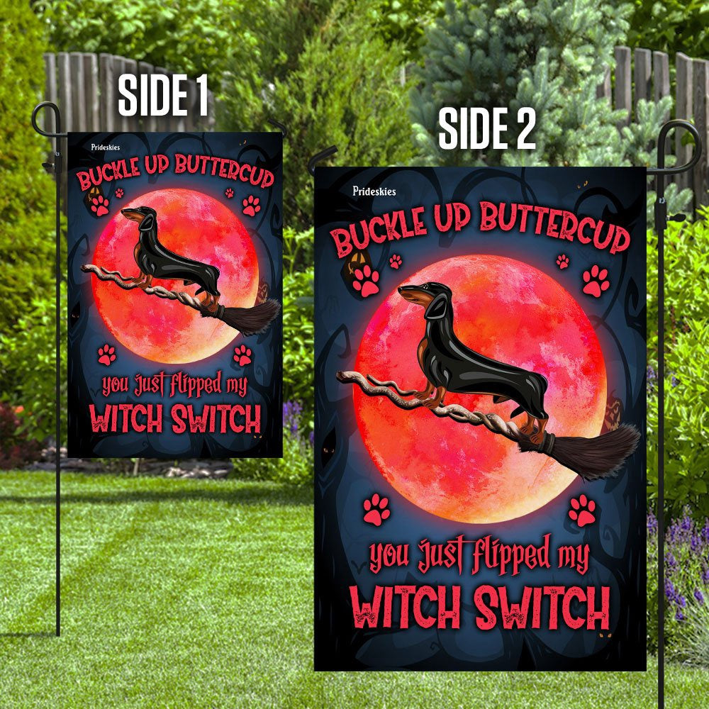 Dog Garden Flags, Dachshund Buckle Up Buttercup Flag, Dog Flags For House, Dog Owner Gift
