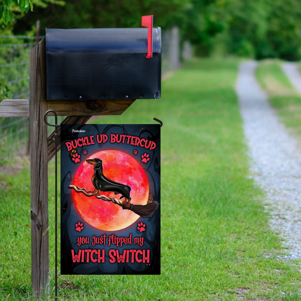 Dog Garden Flags, Dachshund Buckle Up Buttercup Flag, Dog Flags For House, Dog Owner Gift