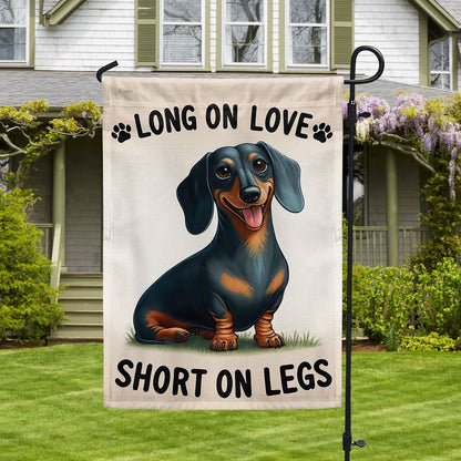 Dog Garden Flags,  Dachshund Dog Flag Long On Love Short On Legs, Dog Flags For House, Dog Owner Gift