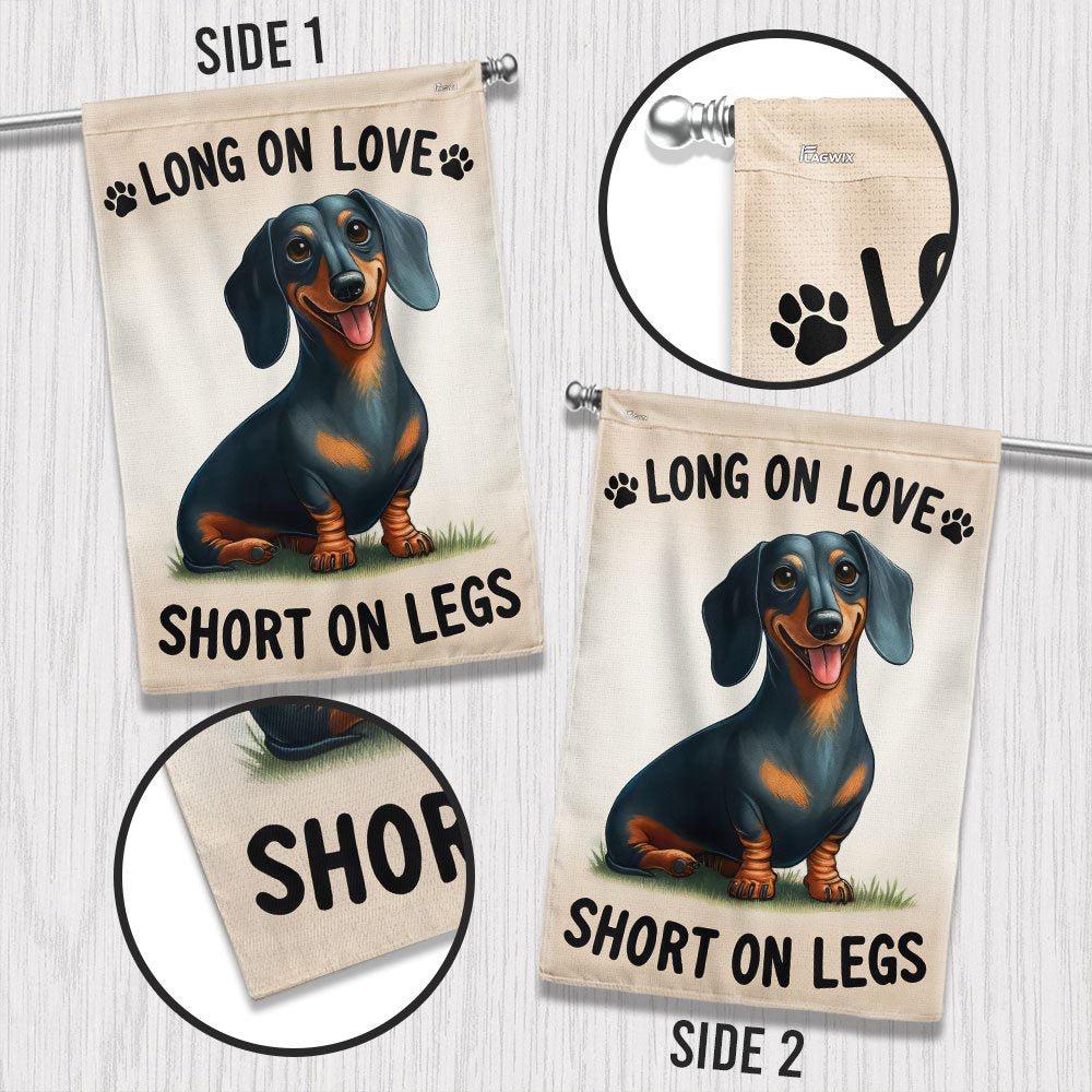 Dog Garden Flags,  Dachshund Dog Flag Long On Love Short On Legs, Dog Flags For House, Dog Owner Gift
