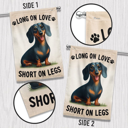 Dog Garden Flags,  Dachshund Dog Flag Long On Love Short On Legs, Dog Flags For House, Dog Owner Gift