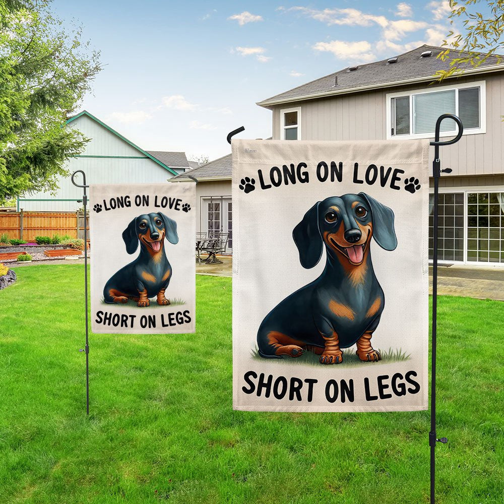Dog Garden Flags,  Dachshund Dog Flag Long On Love Short On Legs, Dog Flags For House, Dog Owner Gift