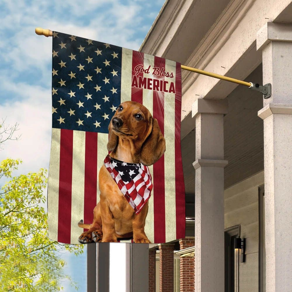 Dog Garden Flags, Dachshund God Bless House Flag, Dog Flags For House, Dog Owner Gift