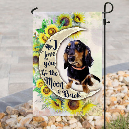 Dog Garden Flags, Dachshund I Love You To The Moon And Back Flag, Dog Flags For House, Dog Owner Gift