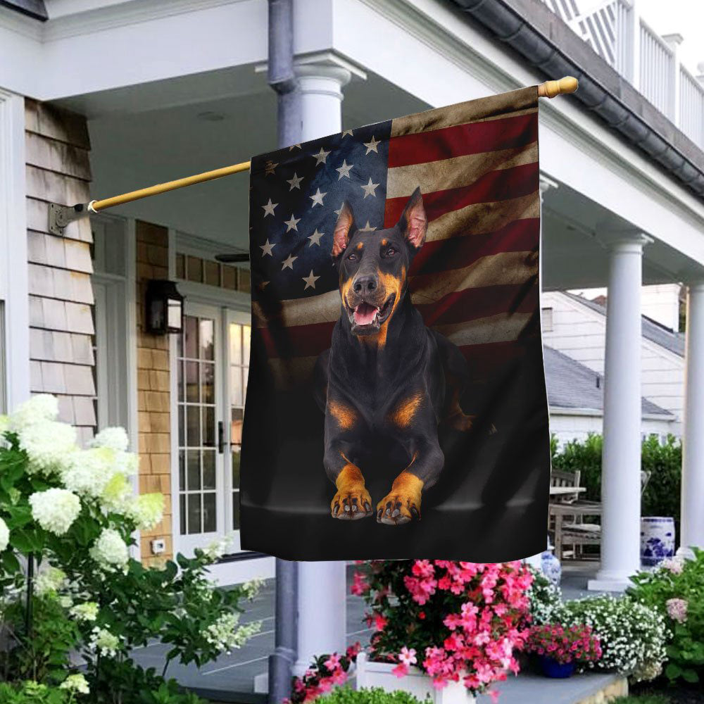 Dog Garden Flags, Doberman American Flag, Dog Flags For House, Dog Owner Gift