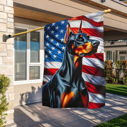 Dog Garden Flags,  Doberman Pinscher Dog American Flag, Dog Flags For House, Dog Owner Gift