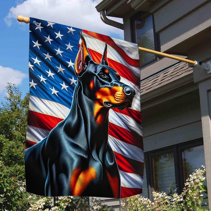 Dog Garden Flags,  Doberman Pinscher Dog American Flag, Dog Flags For House, Dog Owner Gift