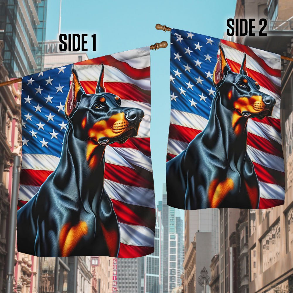 Dog Garden Flags,  Doberman Pinscher Dog American Flag, Dog Flags For House, Dog Owner Gift