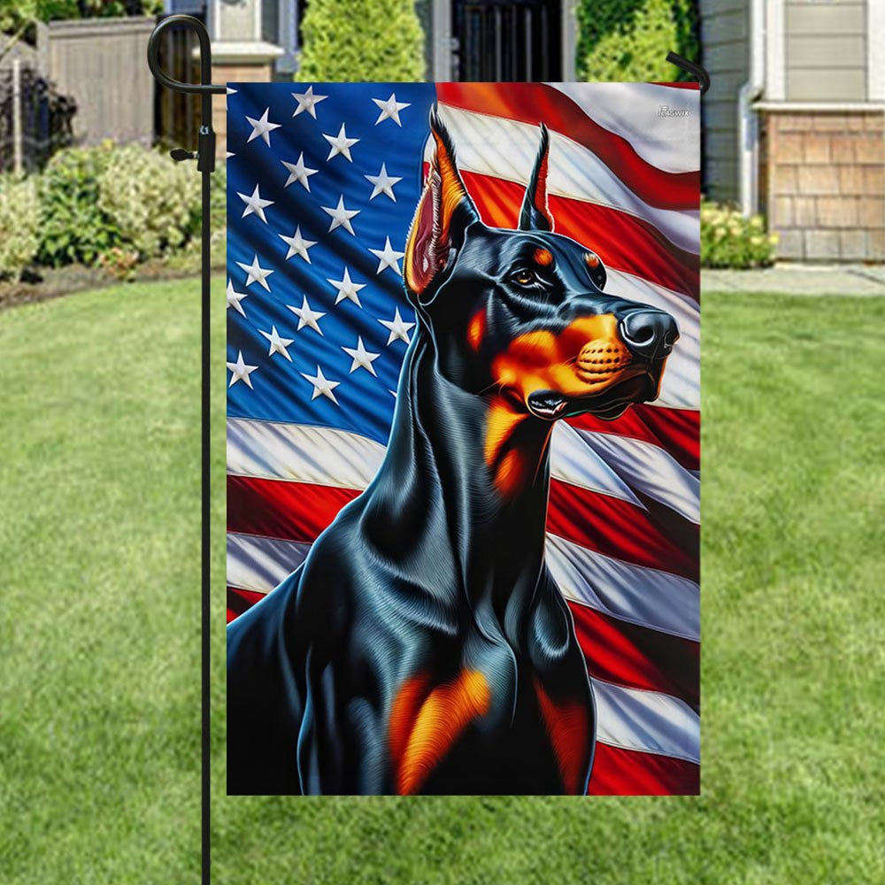 Dog Garden Flags,  Doberman Pinscher Dog American Flag, Dog Flags For House, Dog Owner Gift