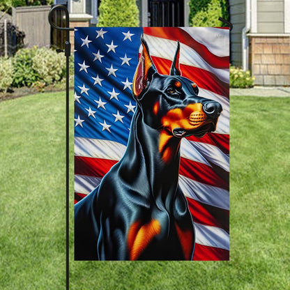 Dog Garden Flags,  Doberman Pinscher Dog American Flag, Dog Flags For House, Dog Owner Gift