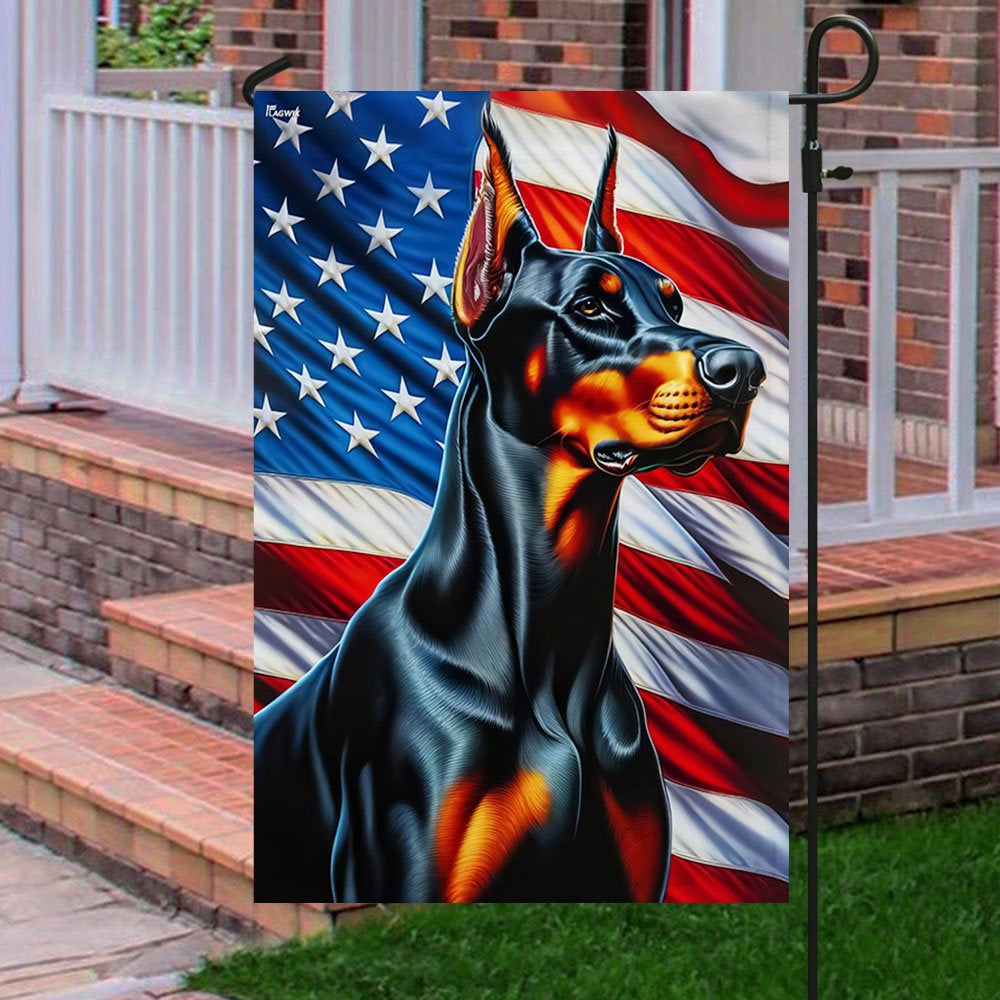 Dog Garden Flags,  Doberman Pinscher Dog American Flag, Dog Flags For House, Dog Owner Gift