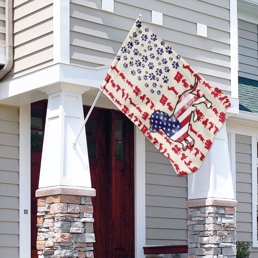 Dog Garden Flags, Dog Dachshund American Flag, Dog Flags For House, Dog Owner Gift