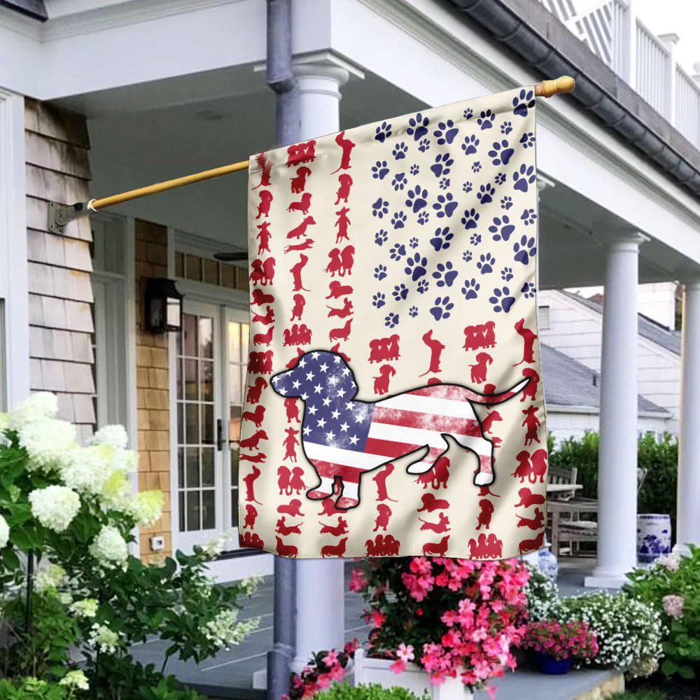 Dog Garden Flags, Dog Dachshund American Flag, Dog Flags For House, Dog Owner Gift