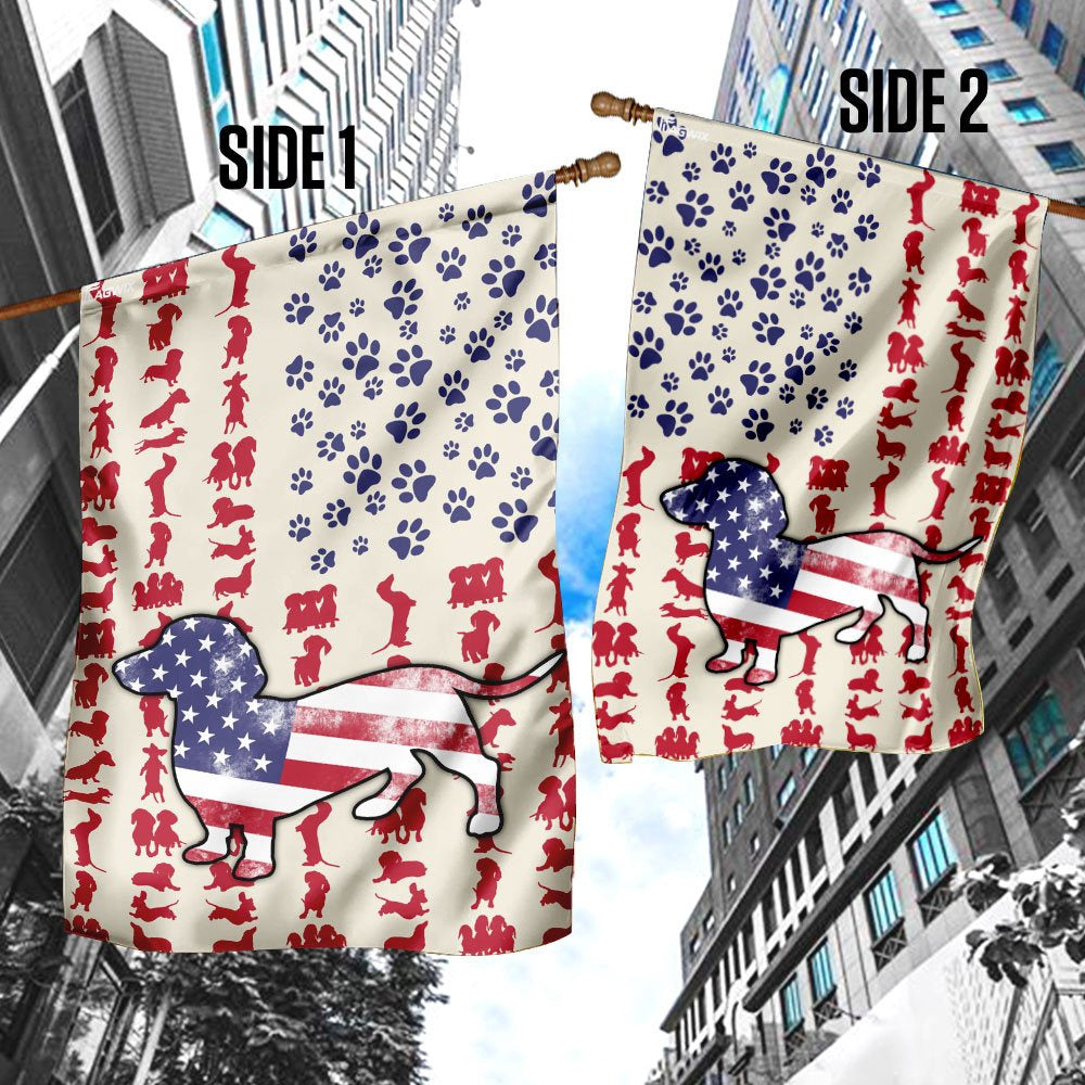 Dog Garden Flags, Dog Dachshund American Flag, Dog Flags For House, Dog Owner Gift