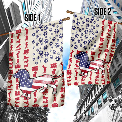 Dog Garden Flags, Dog Dachshund American Flag, Dog Flags For House, Dog Owner Gift