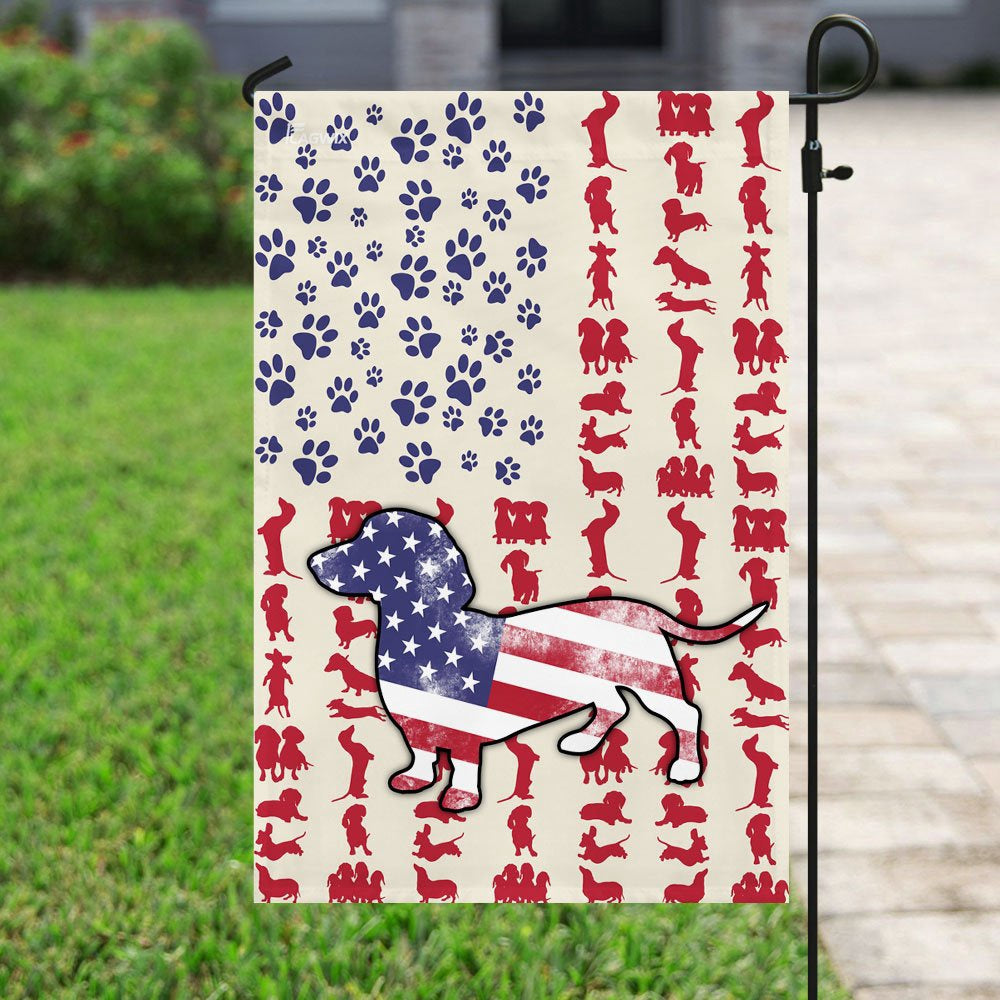 Dog Garden Flags, Dog Dachshund American Flag, Dog Flags For House, Dog Owner Gift