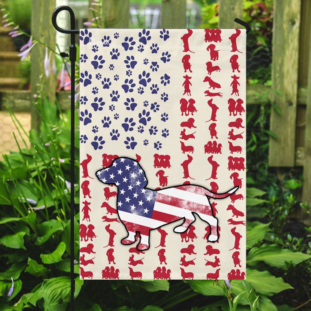 Dog Garden Flags, Dog Dachshund American Flag, Dog Flags For House, Dog Owner Gift