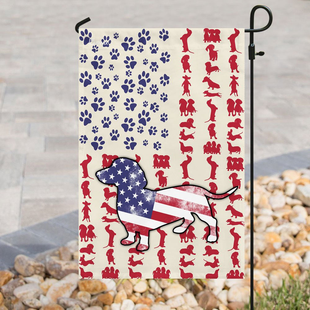 Dog Garden Flags, Dog Dachshund American Flag, Dog Flags For House, Dog Owner Gift