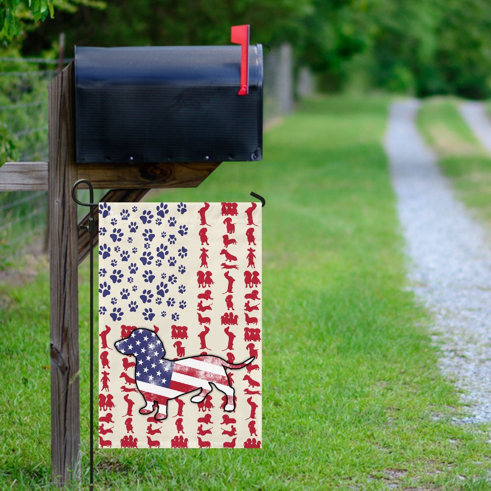 Dog Garden Flags, Dog Dachshund American Flag, Dog Flags For House, Dog Owner Gift