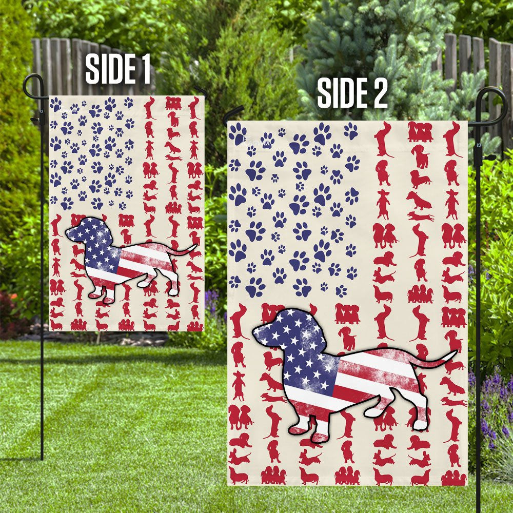 Dog Garden Flags, Dog Dachshund American Flag, Dog Flags For House, Dog Owner Gift
