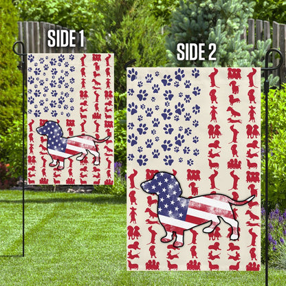 Dog Garden Flags, Dog Dachshund American Flag, Dog Flags For House, Dog Owner Gift