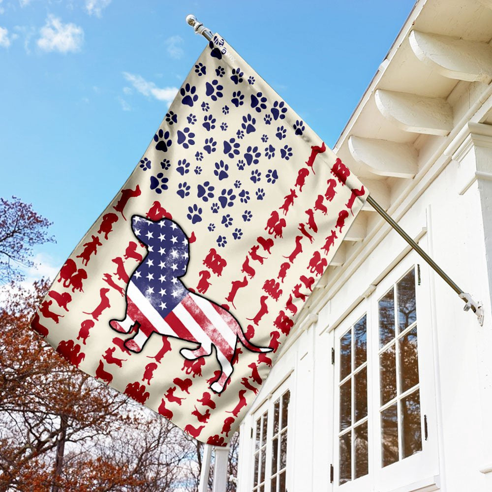 Dog Garden Flags, Dog Dachshund American Flag, Dog Flags For House, Dog Owner Gift