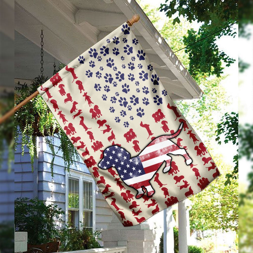 Dog Garden Flags, Dog Dachshund American Flag, Dog Flags For House, Dog Owner Gift