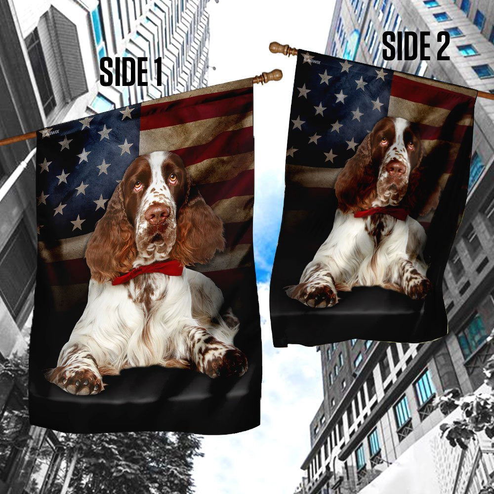Dog Garden Flags, English Springer Spaniel Dog American Flag, Dog Flags For House, Dog Owner Gift