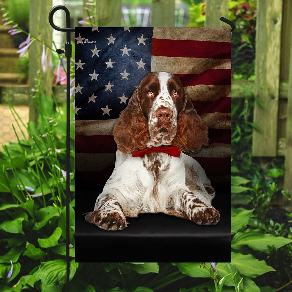 Dog Garden Flags, English Springer Spaniel Dog American Flag, Dog Flags For House, Dog Owner Gift